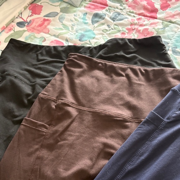 Bundle of Amazon Basic L/XL High Waisted Leggings - Black, Brown, and Navy - Picture 7 of 7